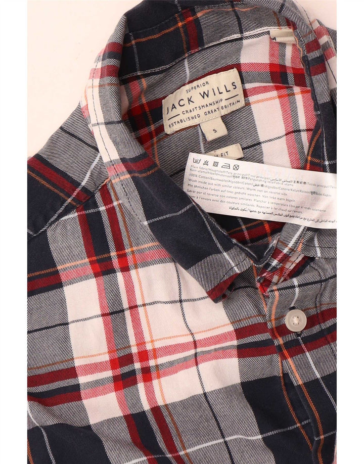 Ανδρικό πουκάμισο Jack Wills Slim Fit Small Navy Blue Check Cotton