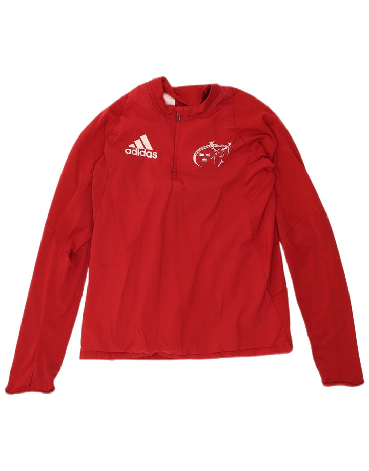 ADIDAS Boys Graphic Zip Neck Pullover Tracksuit Top 13-14 Years Red