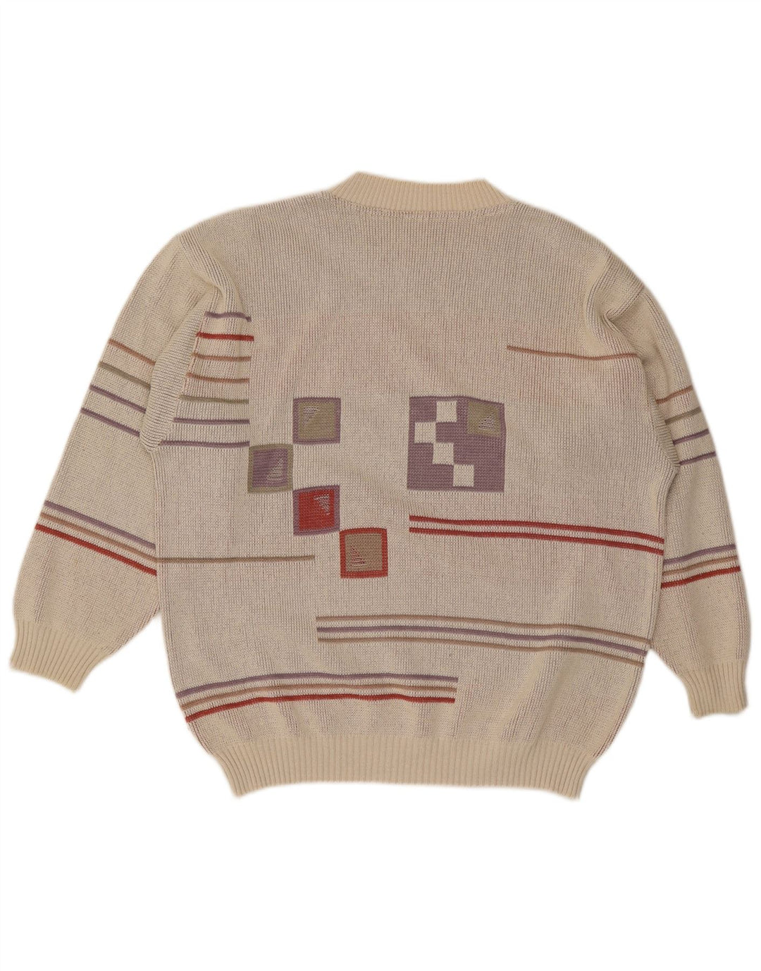 Vintage Ανδρικό πουλόβερ με λαιμόκοψη IT 48/50 Medium Grey Geometric