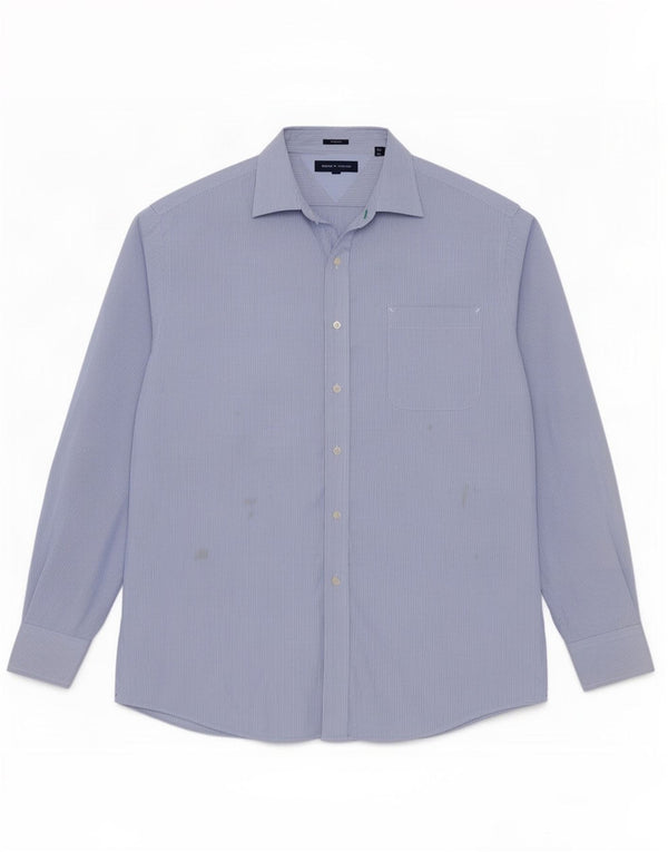 Ανδρικό πουκάμισο Tommy Hilfiger Slim Fit Μέγεθος 17 XL Μπλε βαμβακερό pinstripe