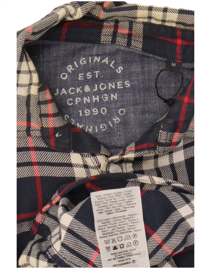 Ανδρικό φανελένιο πουκάμισο Jack & Jones με μεσαίο μπλε ναυτικό καρό βαμβακερό
