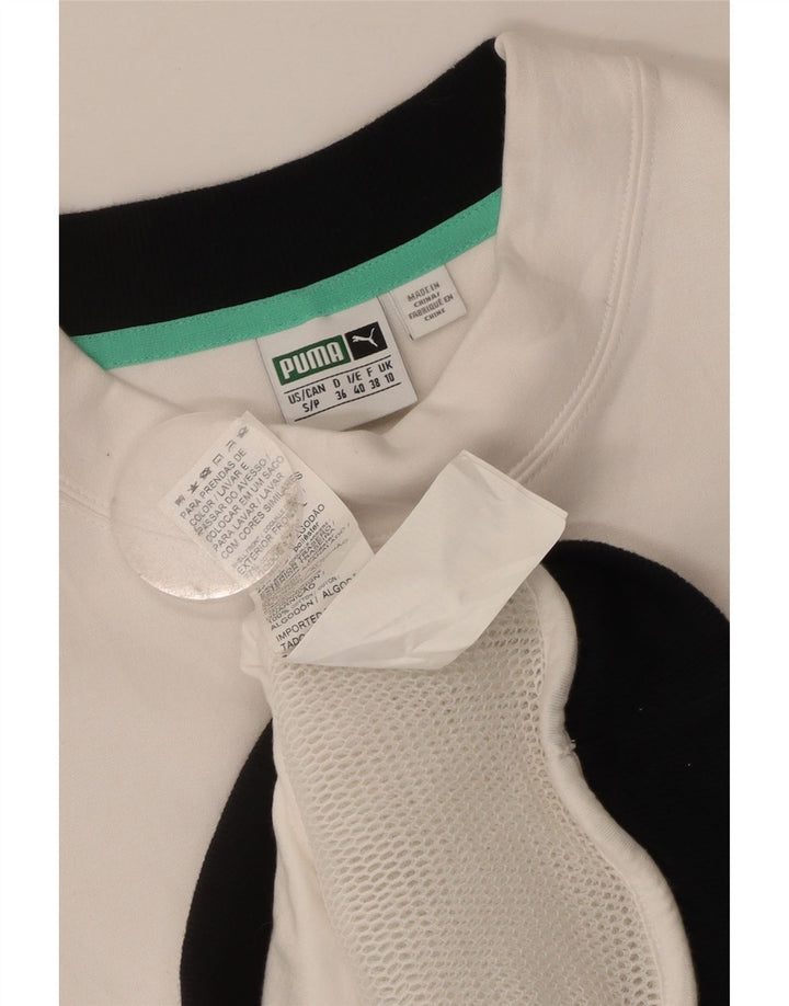 Γυναικεία γραφική φούτερ Puma Jumper UK 10 Small White Cotton