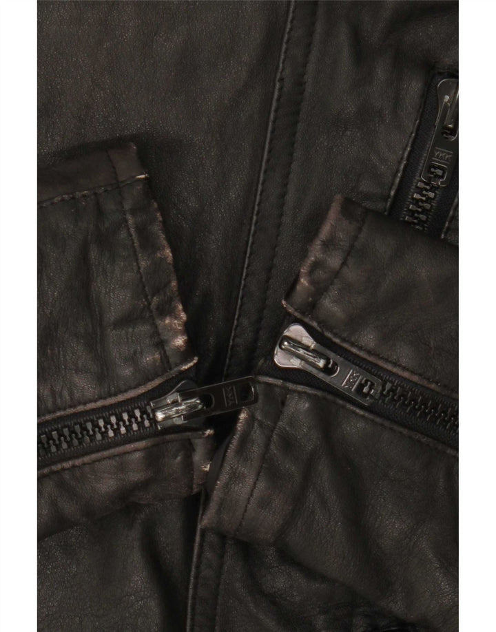 Vintage Ανδρικό Δερμάτινο Μπουφάν Biker IT 50 Large Μαύρο