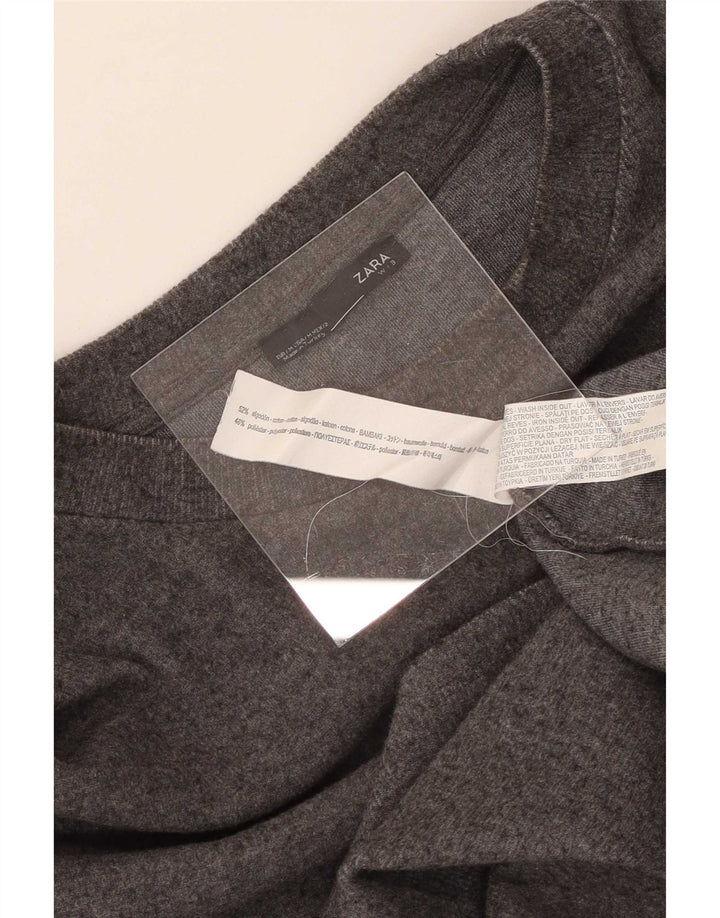 Zara Γυναικείο μακρυμάνικο φόρεμα Shift UK 14 Μεσαίο γκρι βαμβακερό