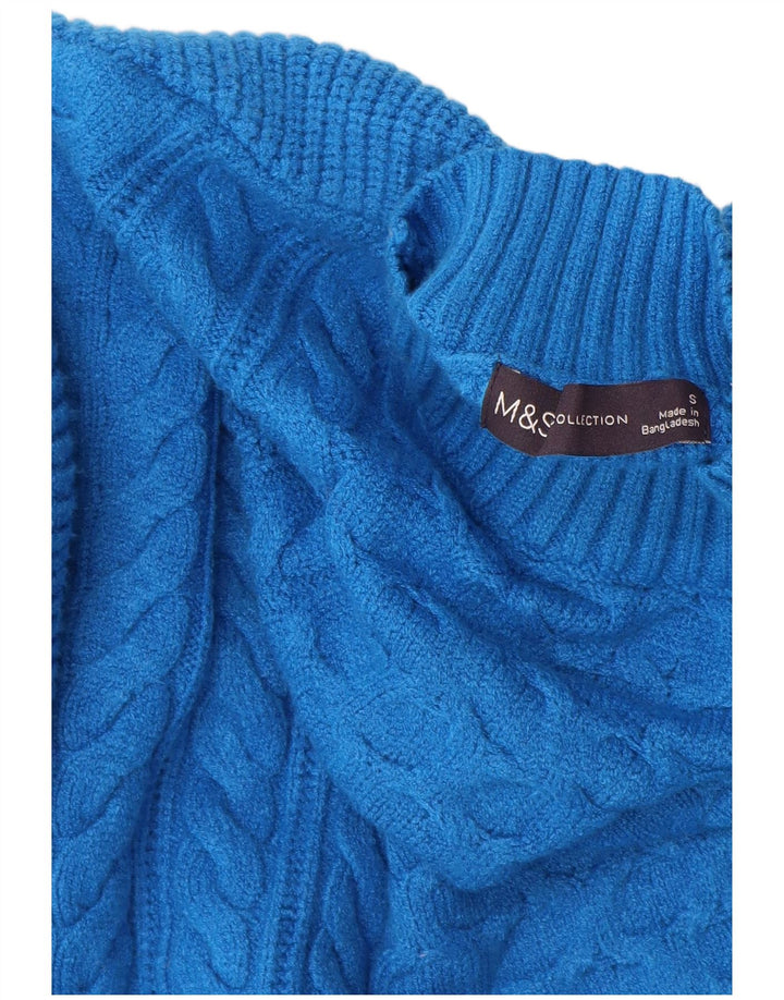 Marks & Spencer Γυναικείο πουλόβερ με λαιμό χελώνα UK 10 Small Blue Viscose