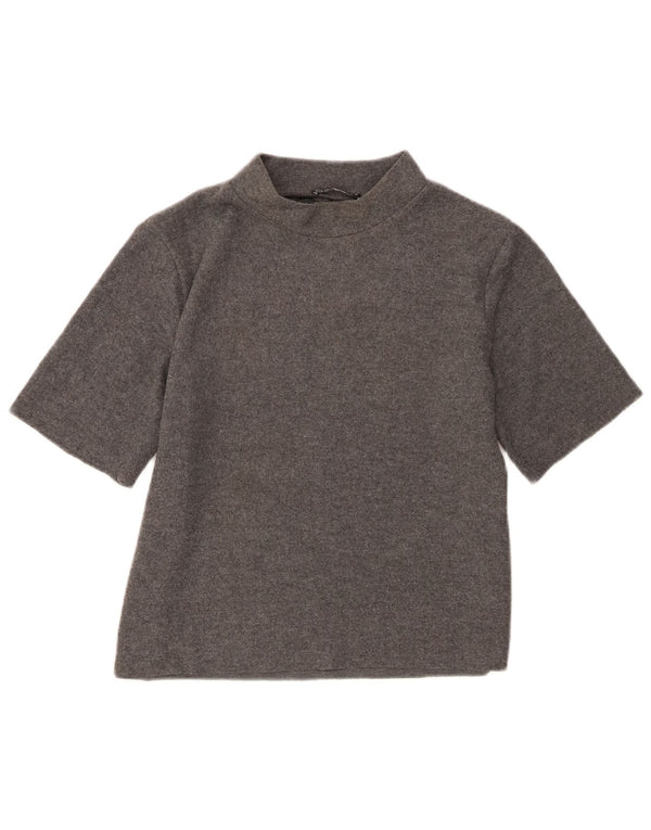 Zara Γυναικείο T-Shirt Top UK 14 Large Grey Polyester