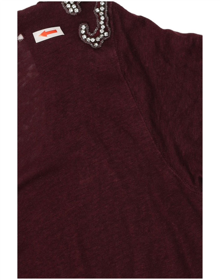 Zara Γυναικείο T-Shirt Top UK 14 Medium Burgundy