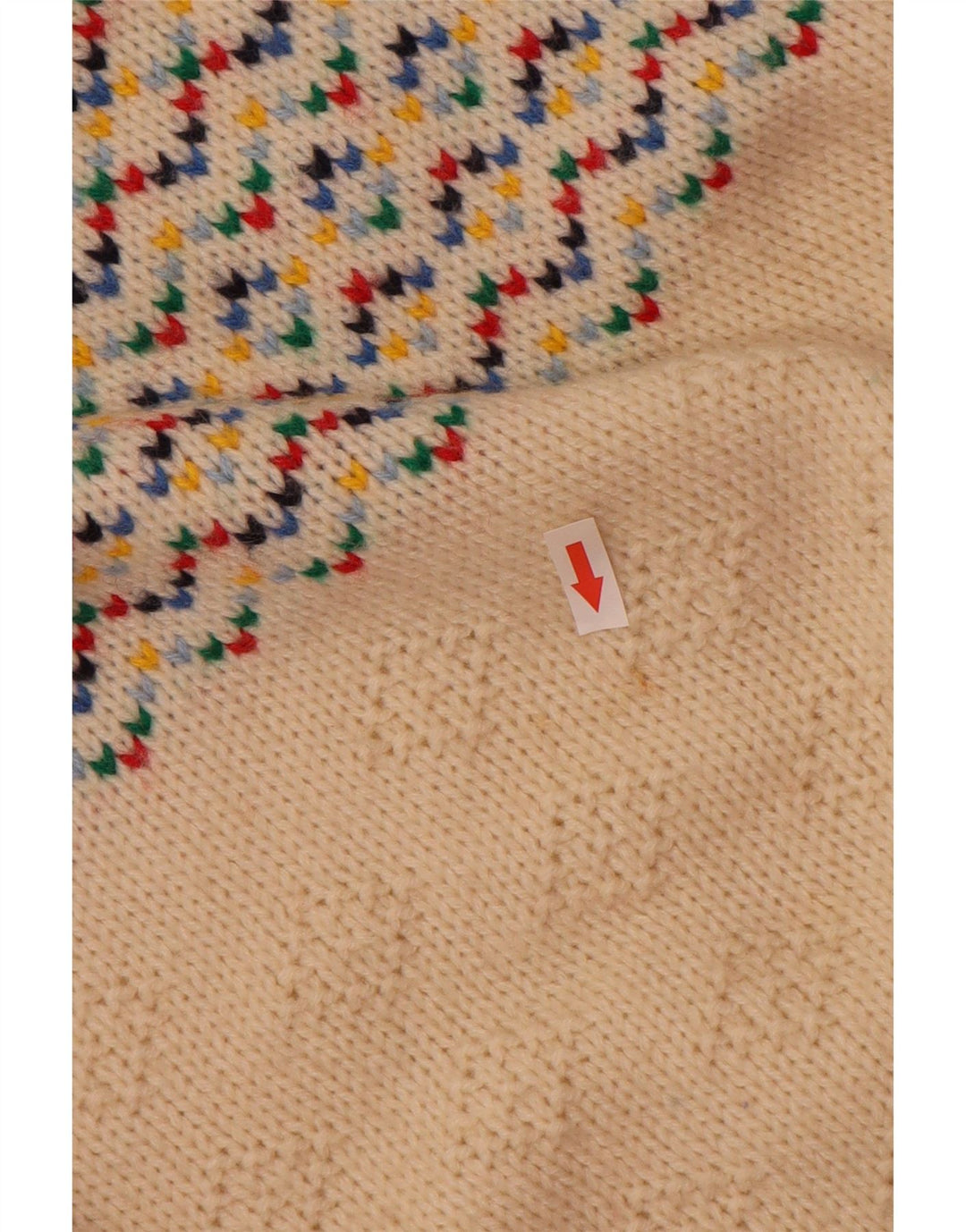 Vintage ανδρικό πουλόβερ με λαιμόκοψη Medium Off White Fair Isle