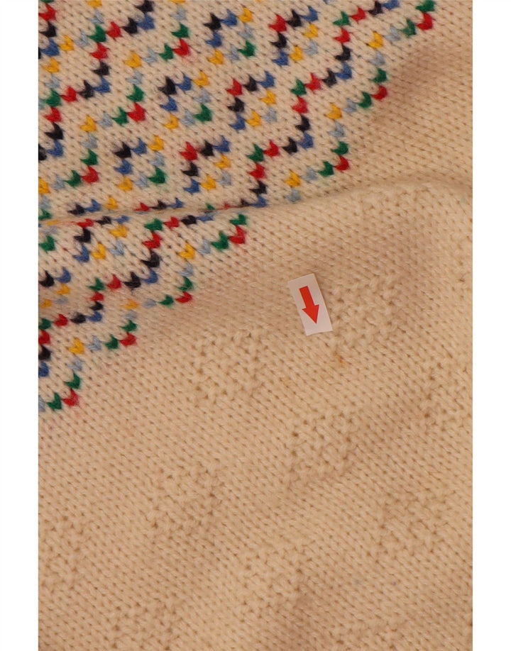 Vintage ανδρικό πουλόβερ με λαιμόκοψη Medium Off White Fair Isle