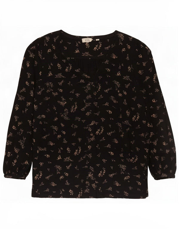 Fat Face Γυναικείο Υπερμεγέθη Τοπ UK 14 Medium Black Floral Viscose