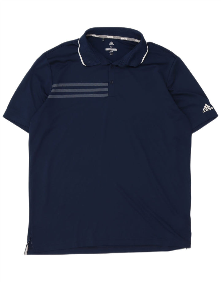 Ανδρικό μπλουζάκι πόλο ADIDAS XL Navy Blue Polyester