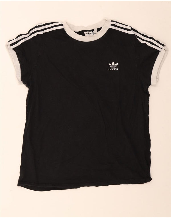 Adidas Γυναικείο T-Shirt Top UK 14 Large μαύρο βαμβακερό
