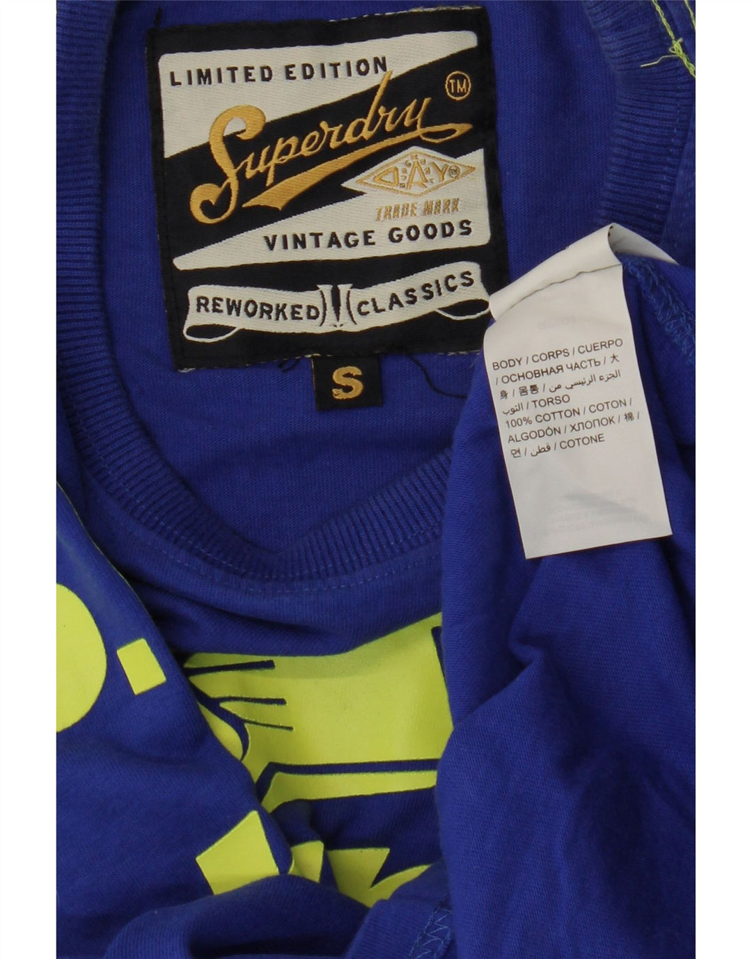 Superdry Ανδρικό γραφικό T-Shirt Top Μικρό Μπλε Βαμβακερό