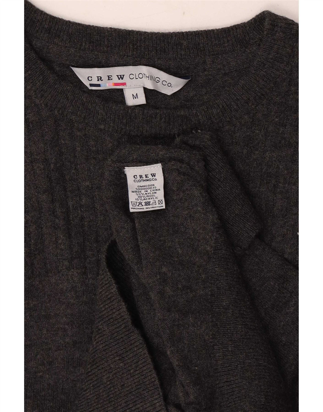 Crew Clothing Ανδρικό πουλόβερ με λαιμόκαυστο μεσαίο γκρι νάιλον