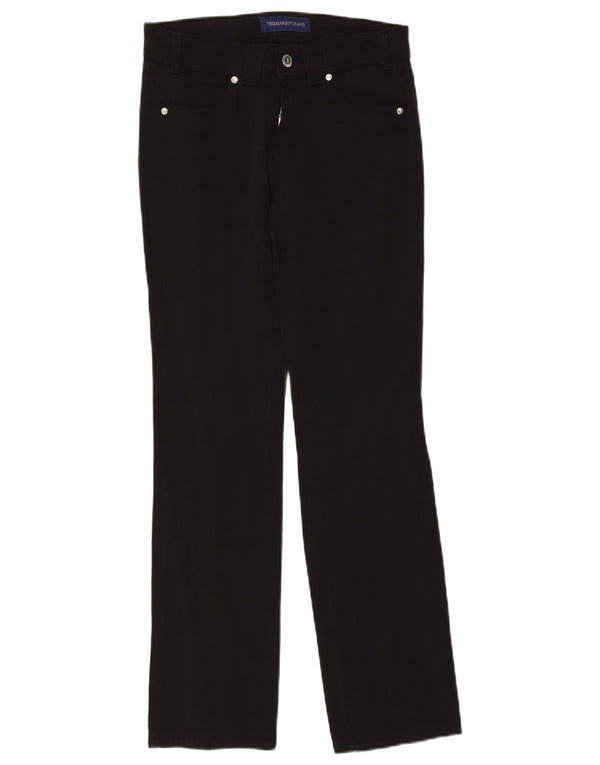 Trussardi Womens Straight Casual Trousers W26 L30 Black Cotton