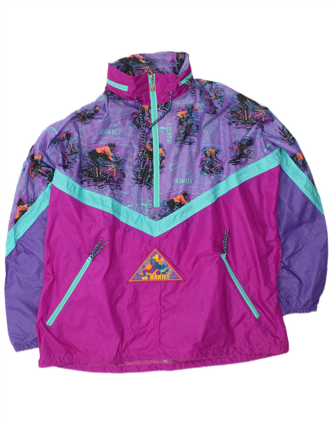 Ανδρικό μπουφάν βροχής με κουκούλα J JEANTEX UK 44/46 2XL Purple Colourblock