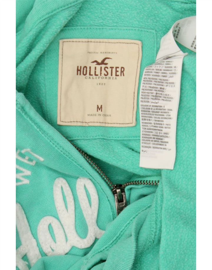 HOLLISTER Γυναικείο πουλόβερ με κουκούλα με φερμουάρ UK 14 μεσαίο βαμβακερό τυρκουάζ