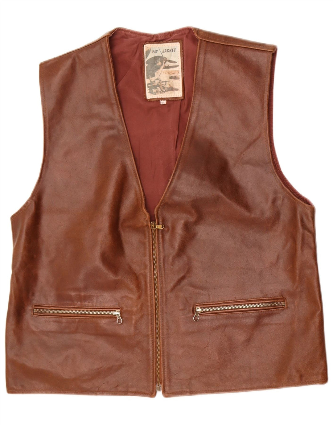 Fly Γυναικείο Δερμάτινο Gilet UK 18 XL Καφέ Δέρμα