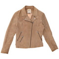 ΜΟΝΟ Γυναικείο Suede Biker Jacket IT 40 Small Beige Leather