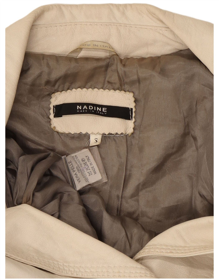 Γυναικείο δερμάτινο σακάκι 3 κουμπιών NADINE UK 10 Small White Leather