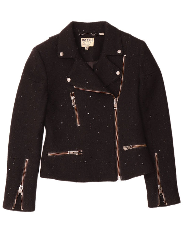 Jack Wills Γυναικείο Biker Jacket UK 12 Medium Black Flecked Wool