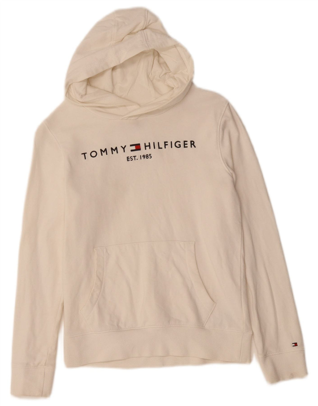 TOMMY HILFIGER Γραφικό μπλούζα με κουκούλα για κορίτσια 11-12 ετών Λευκό βαμβακερό