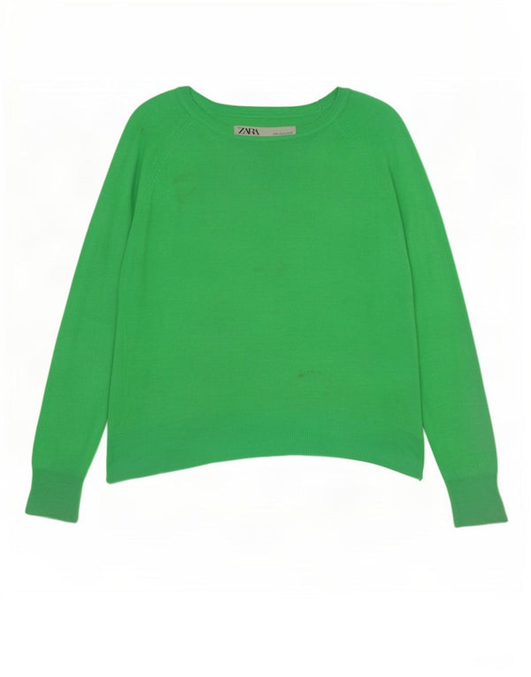 Zara Γυναικείο πουλόβερ με λαιμόκαυστο UK 10 Small Green Viscose