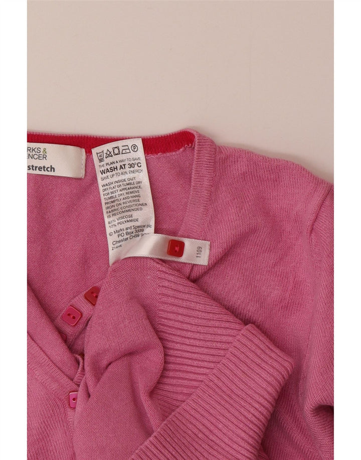 Marks & Spencer Γυναικείο πουλόβερ με λαιμό κουμπιά UK 8 Small Pink Viscose