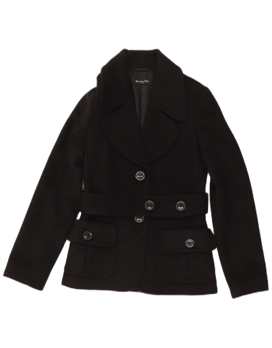 Massimo Dutti Γυναικείο μπουφάν σακάκι με 2 κουμπιά EU 36 XS μαύρο μαλλί