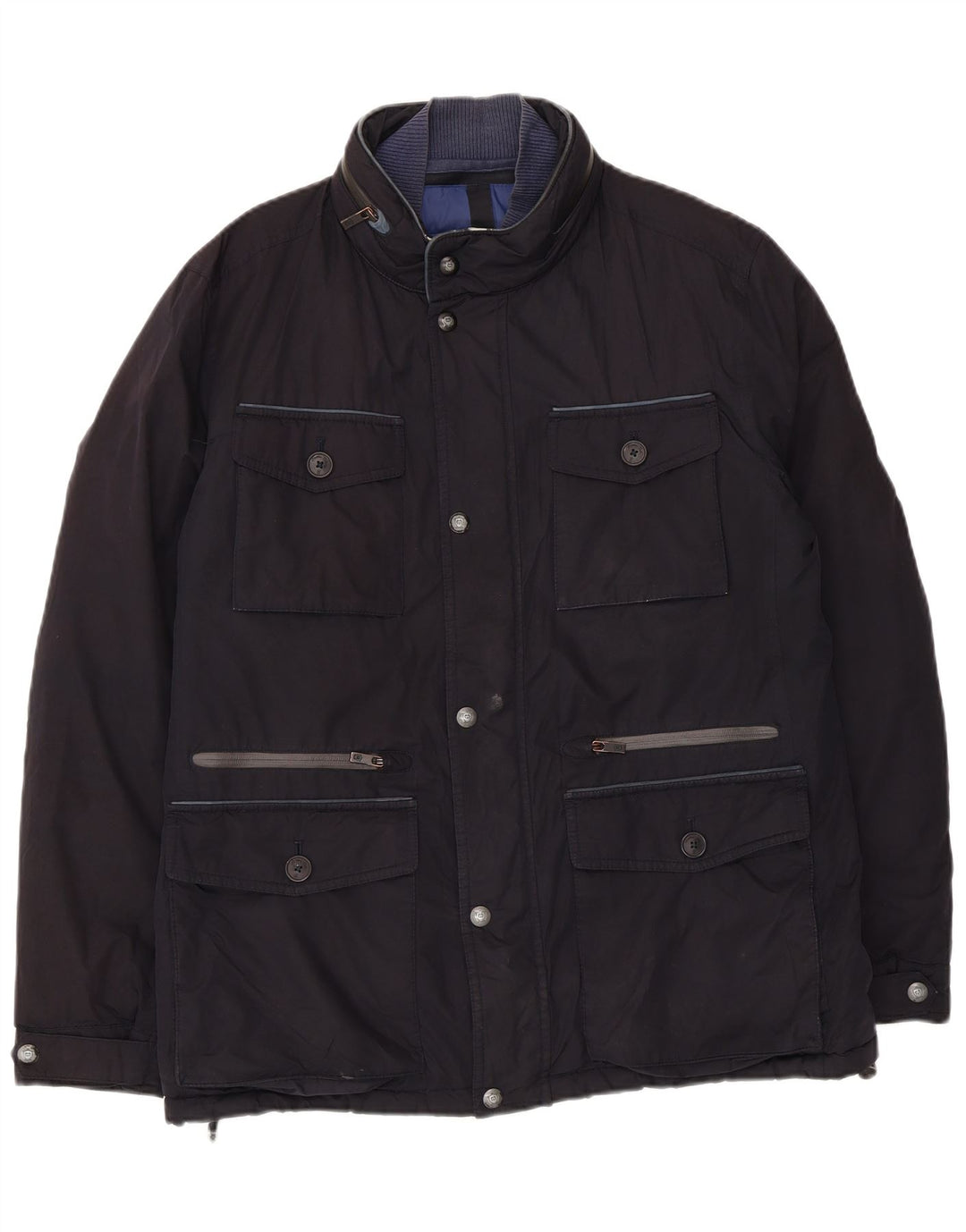 Massimo Dutti Ανδρικό παλτό με κουκούλα αντιανεμικό UK 40 Large Navy Blue