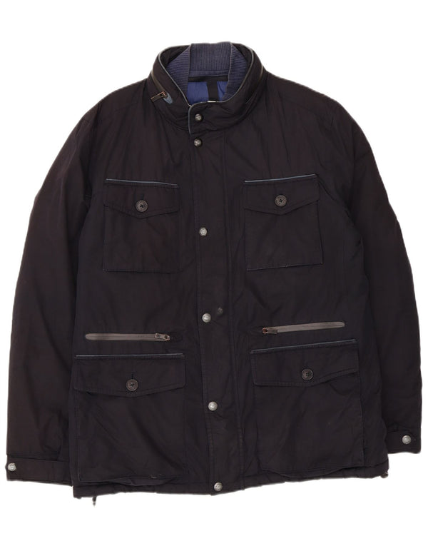 Massimo Dutti Ανδρικό παλτό με κουκούλα αντιανεμικό UK 40 Large Navy Blue