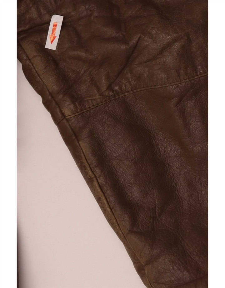 Vintage Ανδρικό Classic Fit Δερμάτινο Μπουφάν UK 40 Large Brown