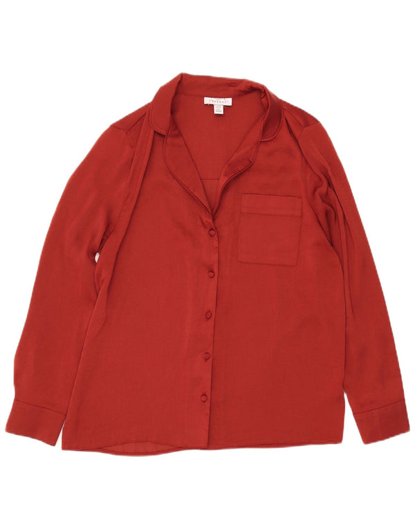 Topshop γυναικείο πουκάμισο μπλούζα UK 10 Small Red Polyester