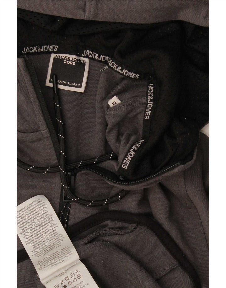 Ανδρικό πουλόβερ Jack & Jones με φερμουάρ με κουκούλα μεσαίου γκρι πολυεστέρα