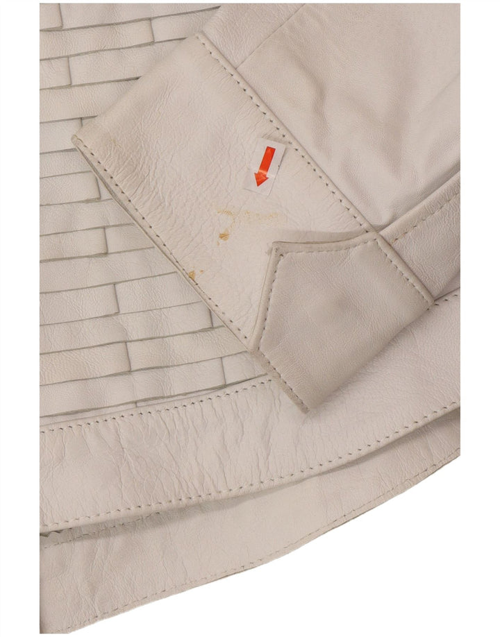 Vintage Γυναικείο Bomber Δερμάτινο Μπουφάν UK 16 Large Grey Leather