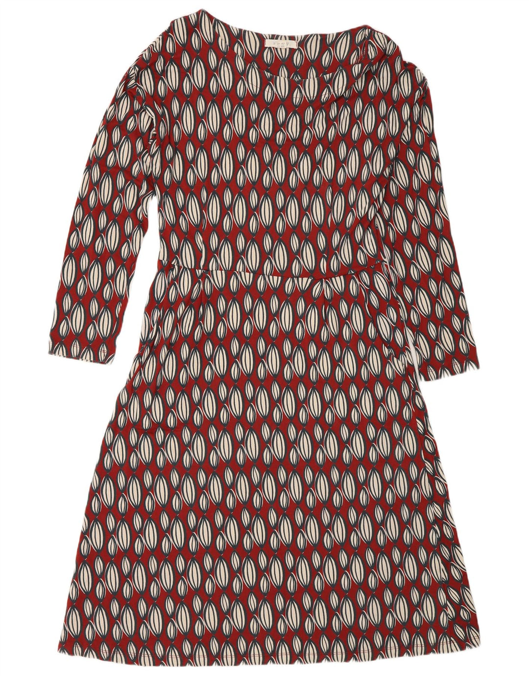 White Stuff Γυναικείο μακρυμάνικο φόρεμα A-Line UK 12 Medium Red Geometric