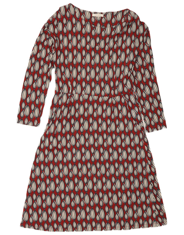 White Stuff Γυναικείο μακρυμάνικο φόρεμα A-Line UK 12 Medium Red Geometric