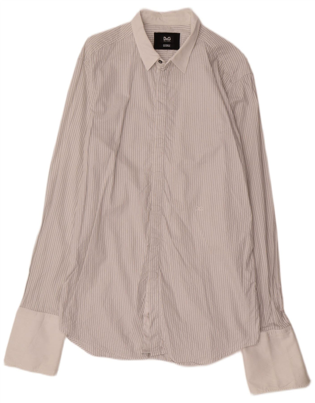 DOLCE & GABBANA Ανδρικό πουκάμισο George με μέγεθος 17 43 XL Λευκό ριγέ