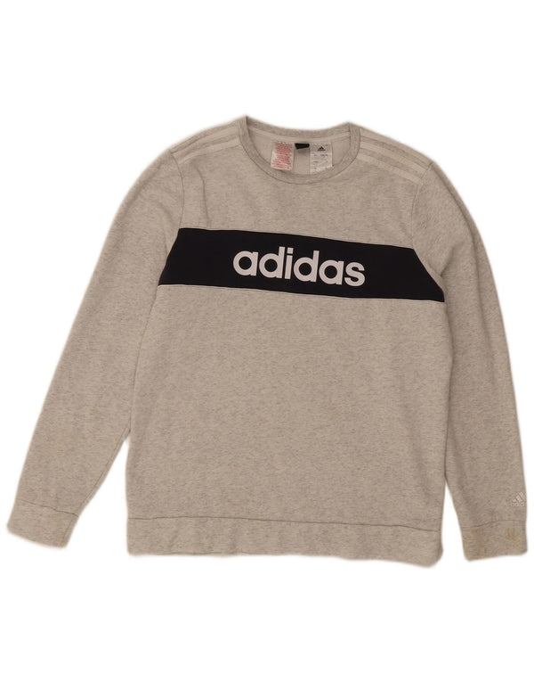 Adidas Boys Graphic T-Shirt Top 15-16 Years Grey Colourblock Cotton Sports