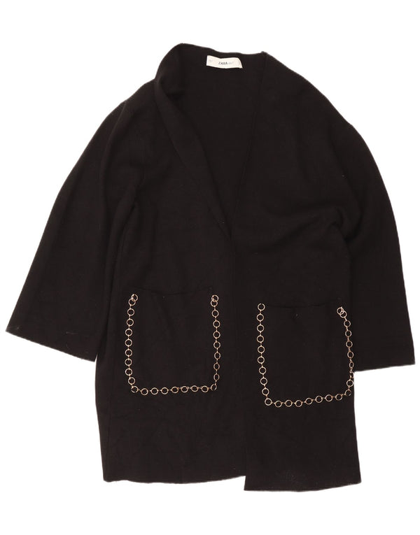 Zara Γυναικείο Longline Ανοιχτό Ζακέτα UK 16 Large Μαύρο