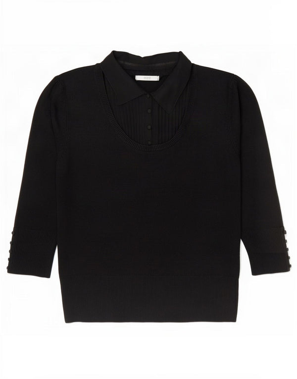 Marks & Spencer Γυναικείο πουλόβερ με λαιμό πόλο UK 12 Medium Black