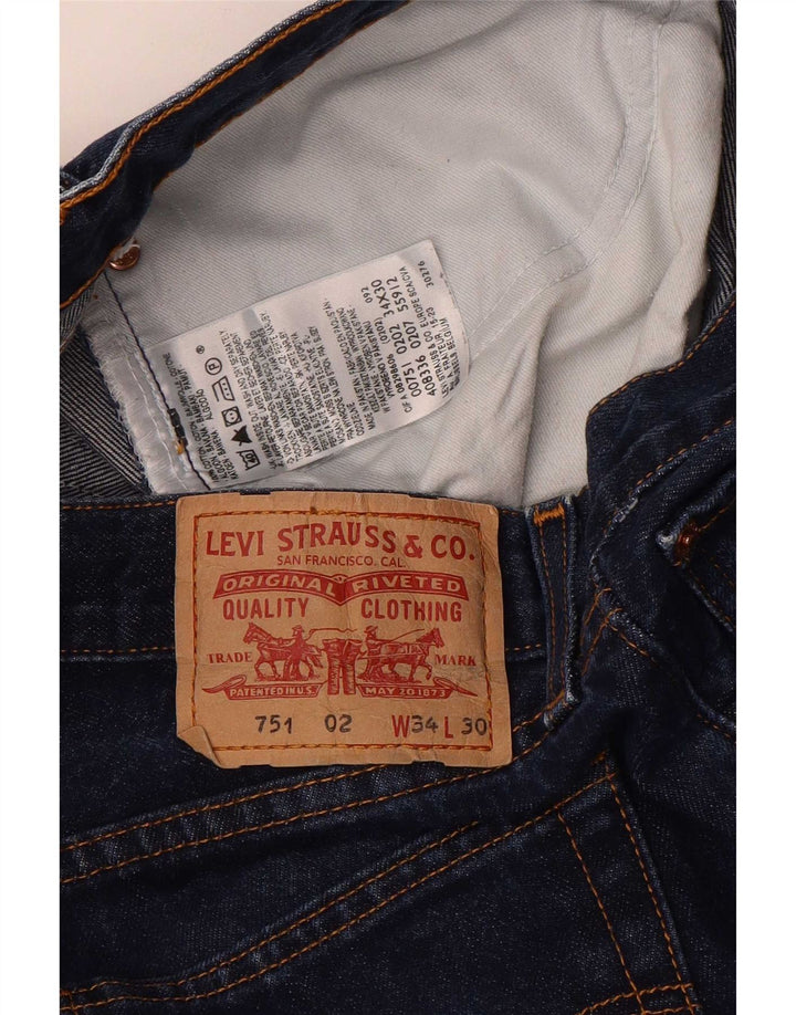 Levi's Womens 751 Straight Jeans W34 L30 Blue Cotton