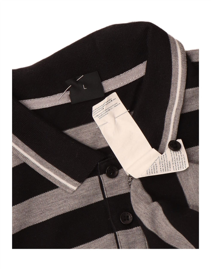 Ανδρικό μπλουζάκι πόλο Hugo Boss Regular Fit, μεγάλο μαύρο ριγέ βαμβακερό