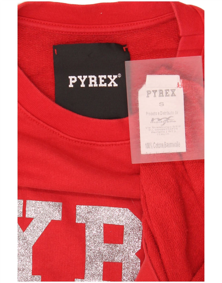 Pyrex Γυναικεία γραφική μπλούζα μεγάλου μεγέθους Jumper UK 10 Small Red Cotton