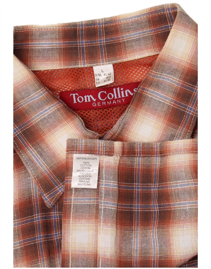 Ανδρικό πουκάμισο Tom Collins μεγέθους 16 41/42 Large Brown Check Cotton