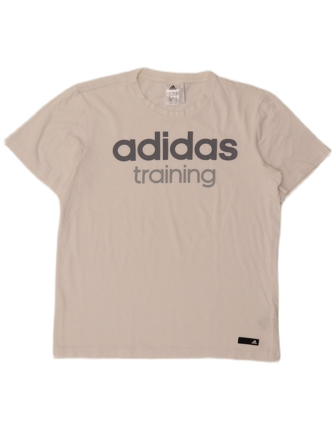 Ανδρικό γραφικό T-Shirt Adidas Climalite Τοπ μεσαίο λευκό βαμβακερό