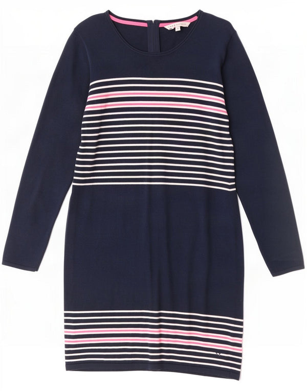 Crew Clothing Γυναικείο μακρυμάνικο φόρεμα UK 16 Large Navy Blue ριγέ