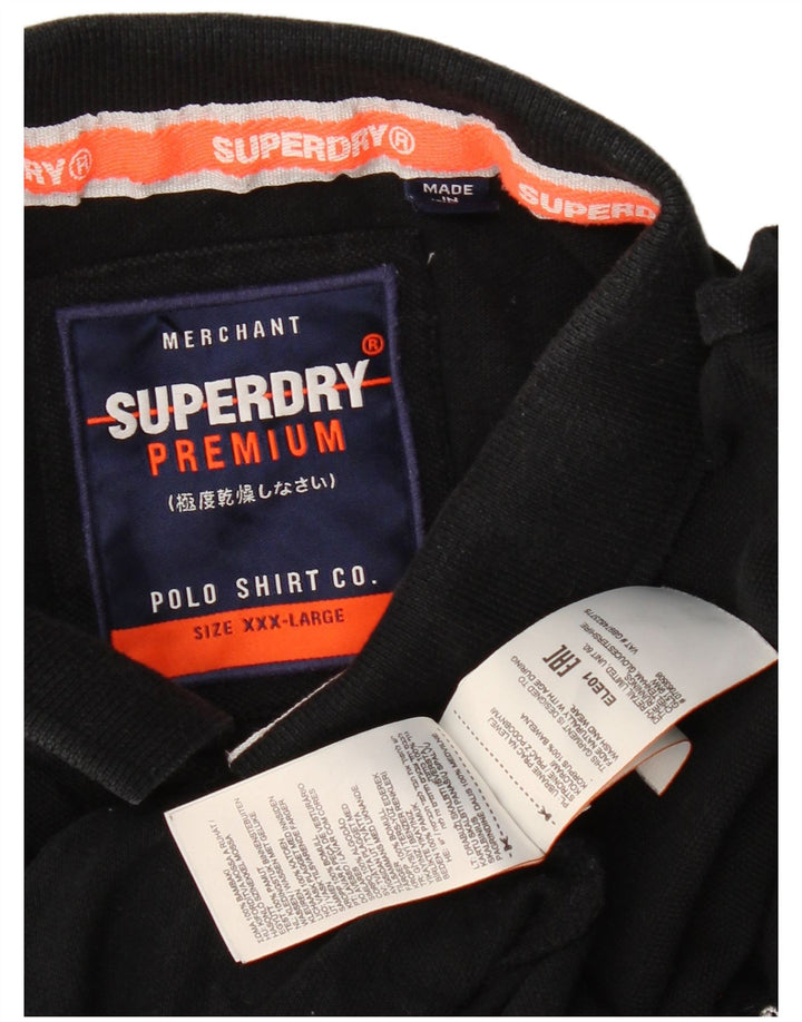Ανδρικό γραφικό πόλο μπλουζάκι Superdry 3XL μαύρο βαμβακερό