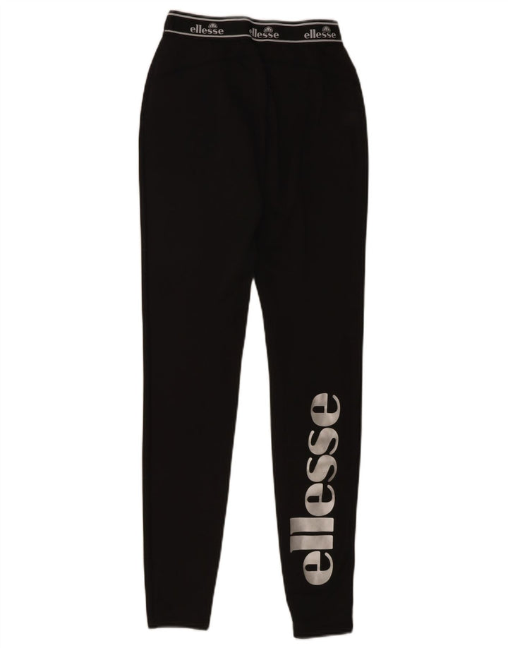 ELLESSE Womens Graphic Leggings UK 6 XS  Black Polyester