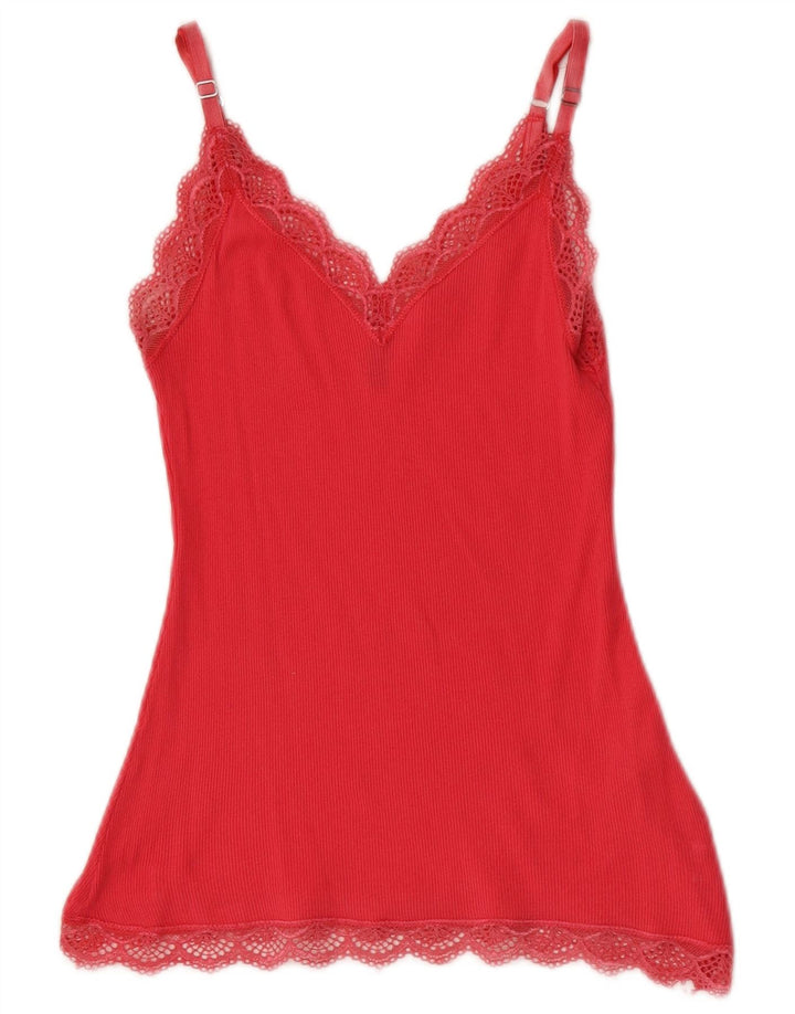 Benetton Womens Cami Top UK 8 Small Pink Cotton